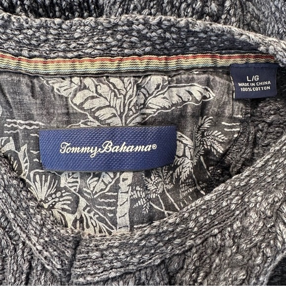 Tommy Bahama Cable Knit Pullover Cotton Sweater Blue Size Large - Picture 7 of 8